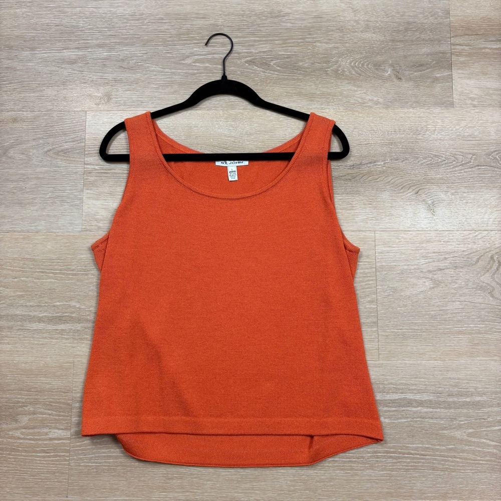 St John Scoop Neck Sleeveless Knit Tank Top Women's Large Color Orange